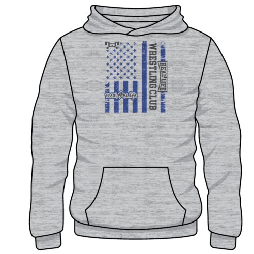 Real Life Wrestling Club Custom Sublimated Decal Grey Hoodie