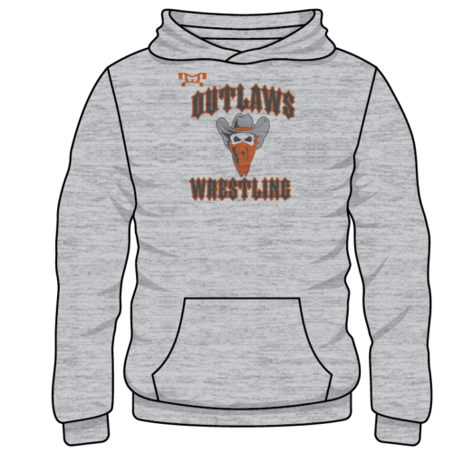 Outlaws Wrestling Custom Sublimated Decal Grey Hoodie