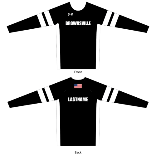 WRESTLING - Brownsville Area Custom BLACK & WHITE WITH STRIPES Long Sleeve Compression Shirt
