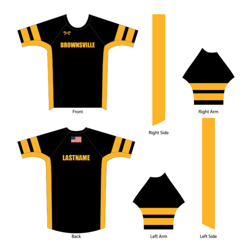 WRESTLING - Brownsville Area BLACK WITH GOLD with stripes Compression Shirt 2023