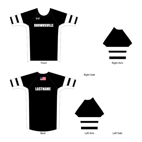 WRESTLING - Brownsville Area BLACK WITH WHITE  & STRIPES Compression Shirt 2023 (Copy)