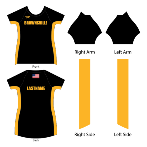 Brownsville Area Team Store Custom Womens CUSTOM Black with Gold Compression Shirt