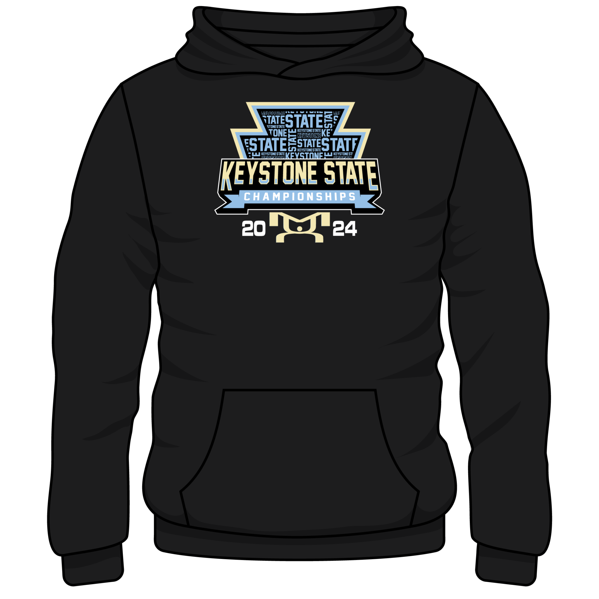 Keystone State Text 2024 HeatPress Black Hoodie MyHOUSE Sports Gear