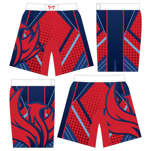 Phoenix Wrestling Club Custom Red & Blue Fight Shorts 2024