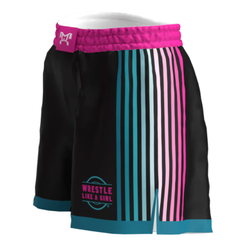 Wrestle Like A Girl Black & Pink Women's Custom Fight Shorts - Image 4