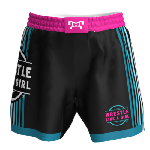 Wrestle Like A Girl Black & Pink Women's Custom Fight Shorts - Image 5