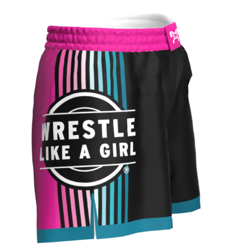 Wrestle Like A Girl Black & Pink Women's Custom Fight Shorts - Image 6