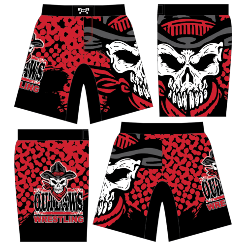 PA Outlaws Wrestling Club Custom Red & Blue Fight Shorts 2024