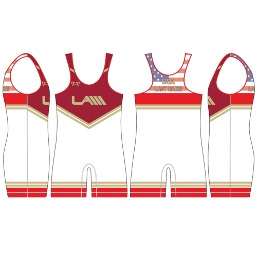Lancaster Alliance Wrestling Custom White & Red Freestyle Wrestling Singlet 2024