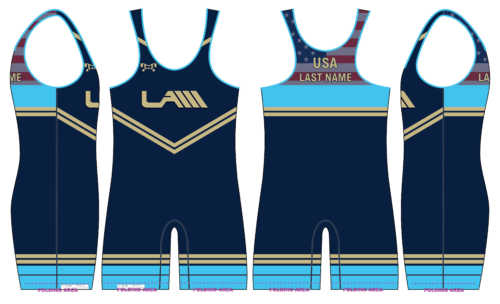 Lancaster Alliance Wrestling Custom Blue & Vegas Freestyle Wrestling Singlet 2024