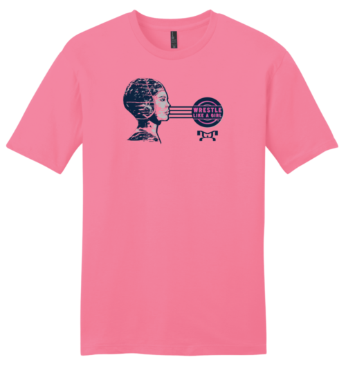 Wrestle Like A Girl Painted Women Wrestler AWARENESS PINK  Inked Custom T Shirt** Adult Colors Only **