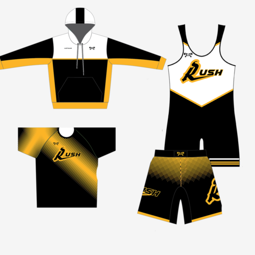 Rush Wrestling Club Gold Medal Combo (ADDED ON NAMES WILL BE ON HOODIE, SINGLET, AND DRI FIT)