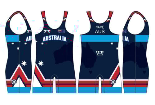Australia UWW 2024 Blue Freestyle Singlet(PRE ORDER)