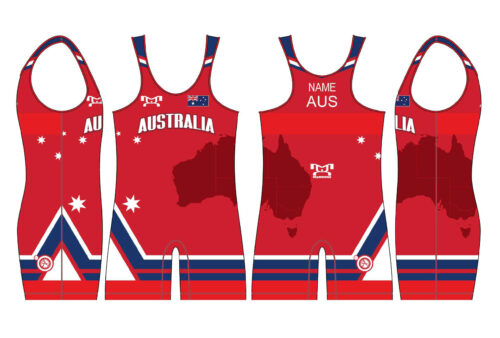 Australia UWW 2024 Red Freestyle Singlet(PRE ORDER)