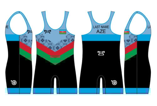 Azerbaijan UWW 2024 Blue Freestyle Singlet(PRE ORDER)