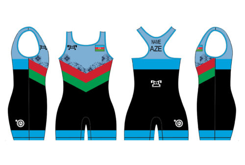 Azerbaijan UWW 2024 Women's Blue Freestyle Singlet(PRE ORDER)
