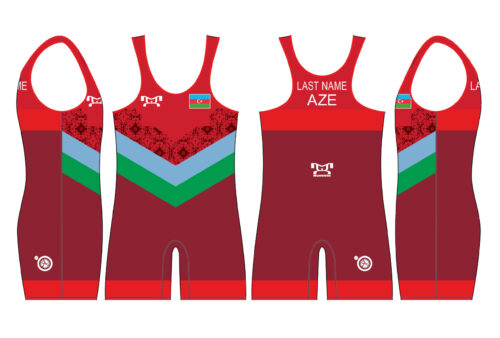 Azerbaijan UWW 2024 Red Freestyle Singlet(PRE ORDER)