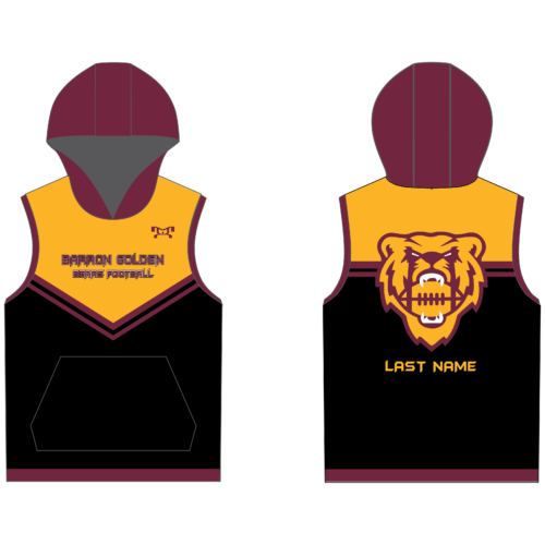 Barron Golden Bears Football Sleeveless Sublimated Hoodie