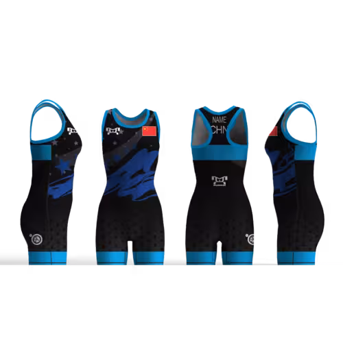 China UWW 2024 Women's Blue Freestyle Singlet(PRE ORDER)