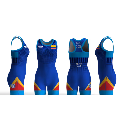 Colombia UWW 2024 Women's Blue Freestyle Singlet(PRE ORDER)