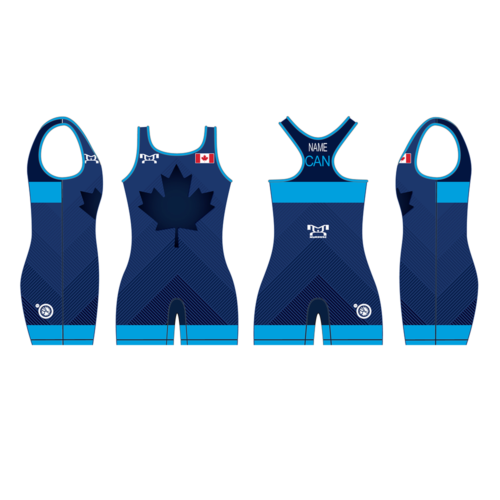 Canada UWW 2024 Women's Blue Freestyle Singlet(PRE ORDER)