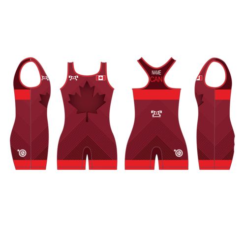 Canada UWW 2024 Women's Red Freestyle Singlet(PRE ORDER)
