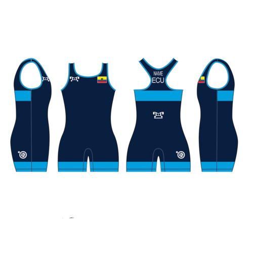 Ecuador UWW 2024 Women's Blue Freestyle Singlet(PRE ORDER)