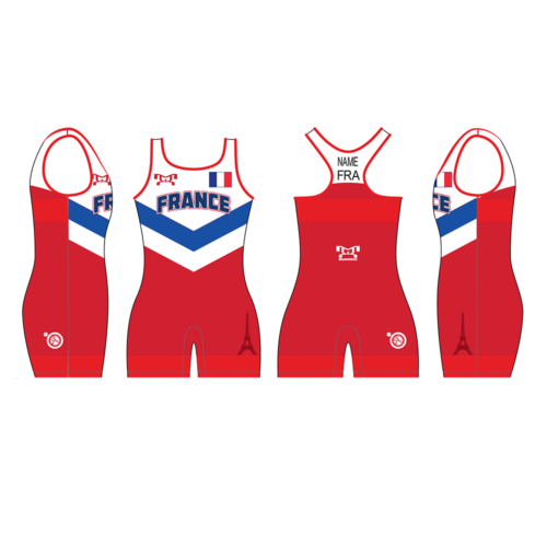 France UWW 2024 Women's Red Freestyle Singlet(PRE ORDER)