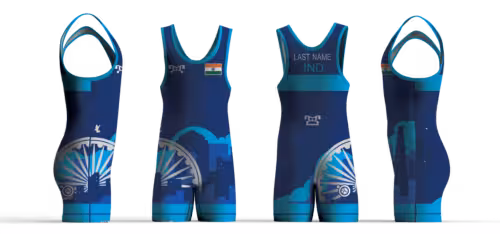 India UWW 2024 Blue Freestyle Singlet(PRE ORDER)