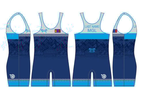 Mongolia UWW 2024 Blue Freestyle Singlet (pre order)
