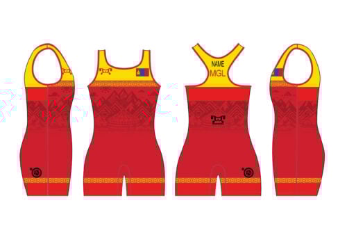Mongolia UWW 2024 Women's Red Freestyle Singlet (pre order)