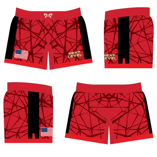 Next Level Women's RED  Custom Fight Shorts 2024