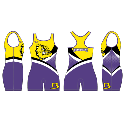 Bridgeport Purple, Black & Gold With Logo On Chest Women's Custom Singlet