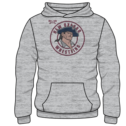 New Oxford Wrestling Custom Sublimated Decal Grey Hoodie