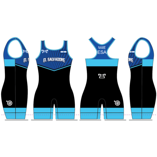 El Salvador UWW 2024 Women's Blue Freestyle Singlet(PRE ORDER)