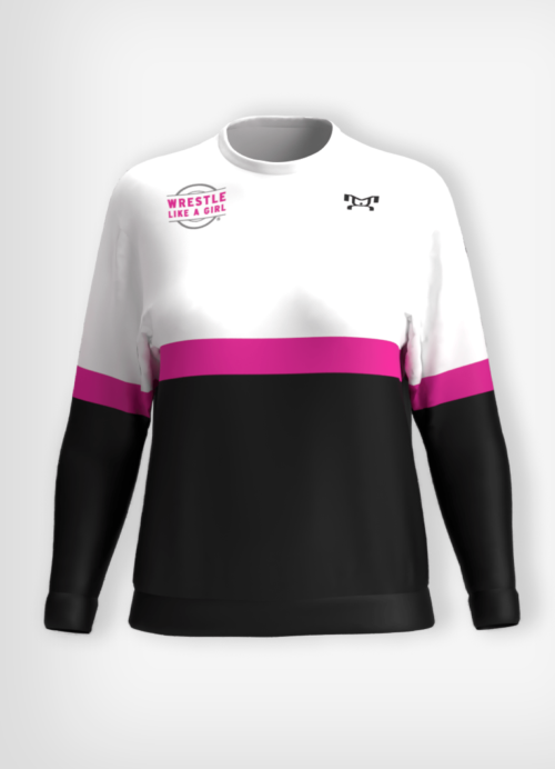 Wrestle Like A Girl  Custom Black Sublimated Crewneck