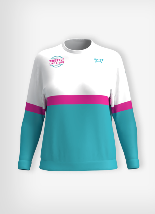Wrestle Like A Girl Custom Teal Sublimated Crewneck