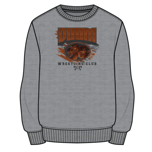 Doom Wrestling Club  Sublimated Decal Grey Orange Crewneck