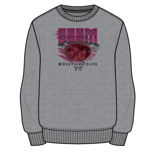 Doom Wrestling Club  Sublimated Decal Grey Pink Crewneck