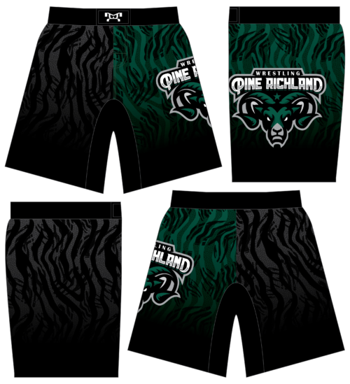 Pine Richland Wrestling Club Black Custom Fight Shorts 2024