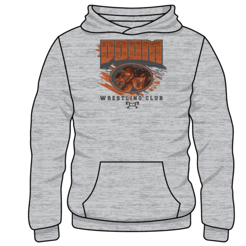 Doom Wrestling Club Custom Sublimated Decal Orange Grey Hoodie
