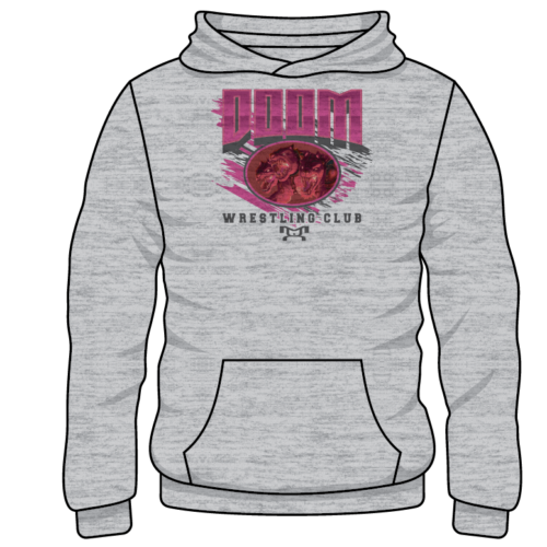 Doom Wrestling Club Custom Sublimated Decal Pink Grey Hoodie