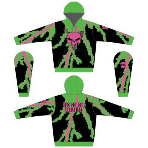 Old School Athletics  Pink & GreenSublimated Hoodie 2024
