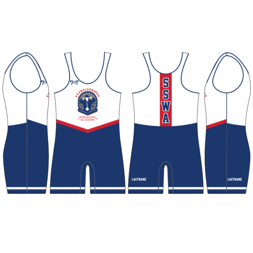 Stars and Stripes Wrestling Academy Club White Singlet 2024