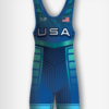 Men's UWW Blue Suit Of Armour Freestyle Singlet (LASTNAME OPTION) - Image 2