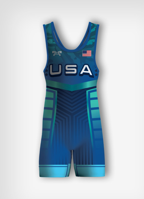Men's Blue Suit Of Armour Freestyle Singlet