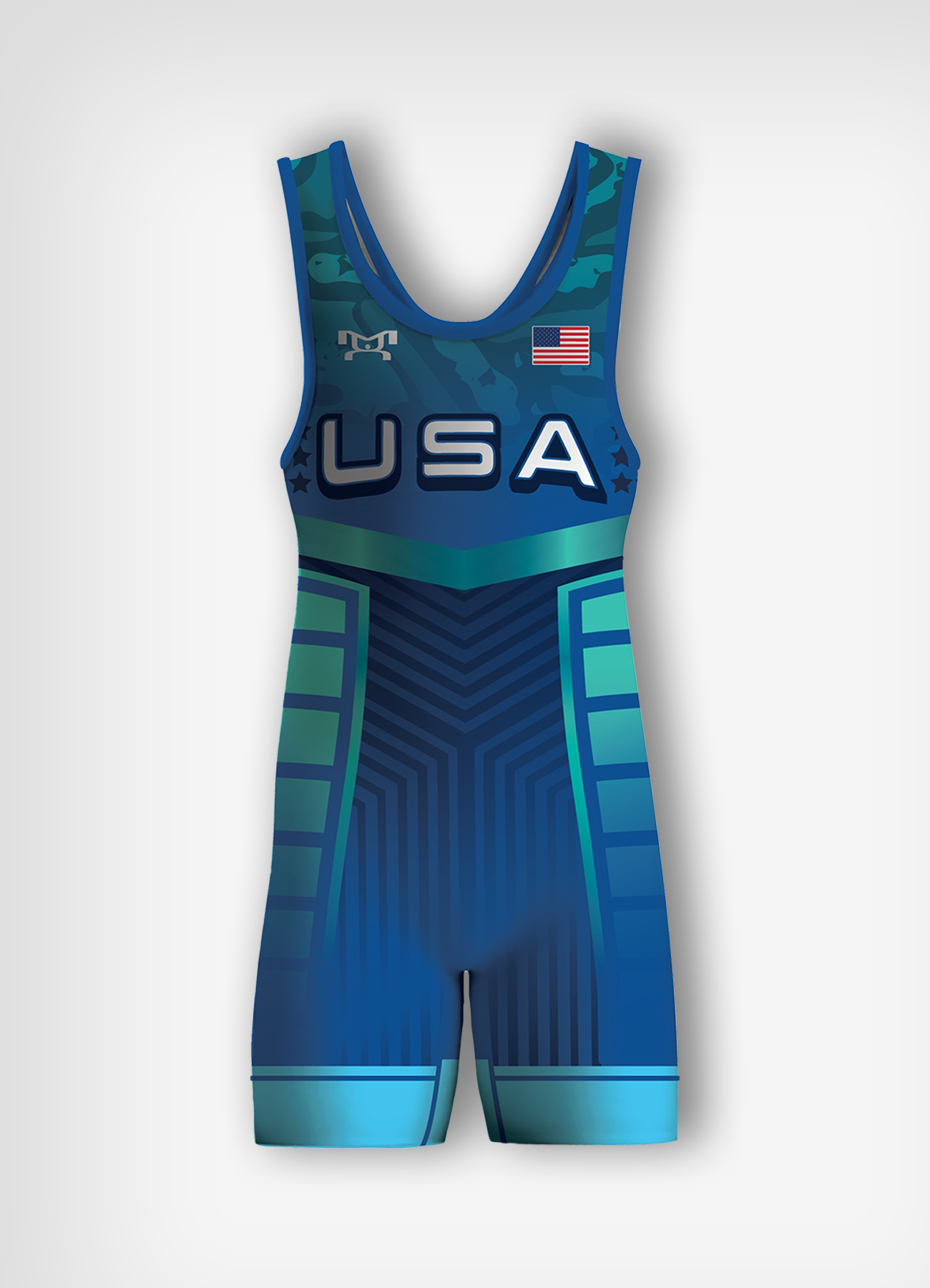 Men s UWW Blue Suit Of Armour Freestyle Singlet LASTNAME OPTION MyHOUSE Sports Gear