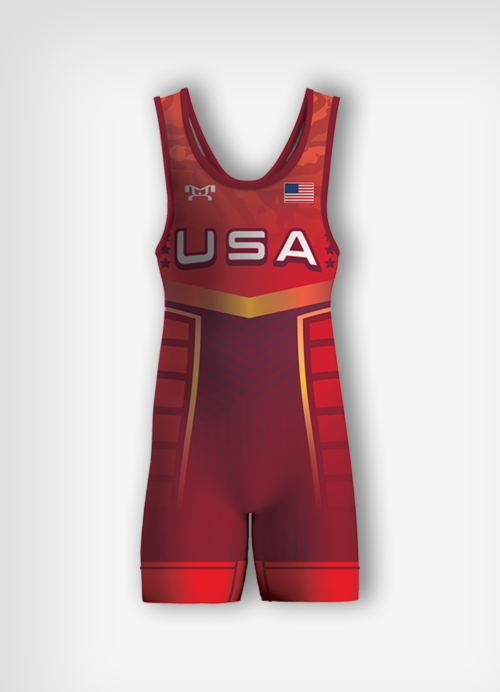 Men's UWW Red Suit Of Armour Freestyle Singlet (LASTNAME OPTION) - Image 2