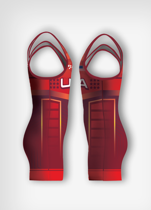 Men's Red Suit Of Armour Freestyle Singlet - Image 3
