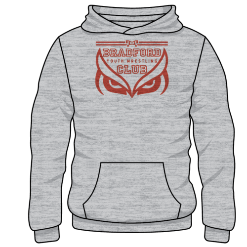 Bradford Youth Wrestling  Custom Sublimated Decal Grey Hoodie